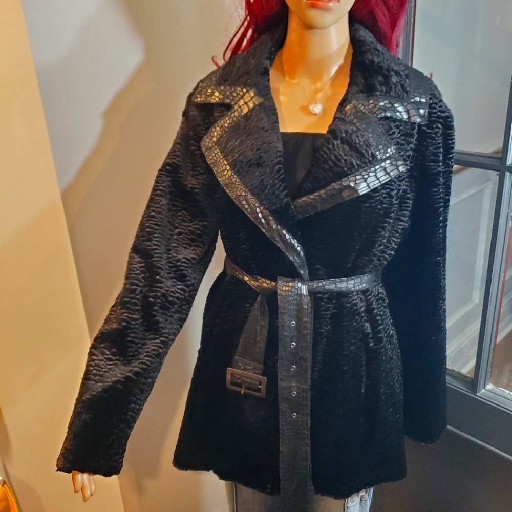 Vintage Faux Fur Textured Robe Jacket